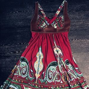 Leather Trimmed Sky Dress